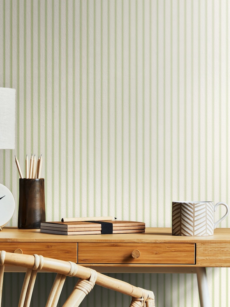 Hoopla Walls Apple Chalk Stripe 10M Wallpaper - Image 1 of 2