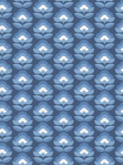 Hoopla Walls Indigo Mix Retro Flower 10M Wallpaper - Image 2 of 2