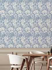 Hoopla Walls Indigo Blue Chrysanthemum 10M Wallpaper - Image 1 of 2
