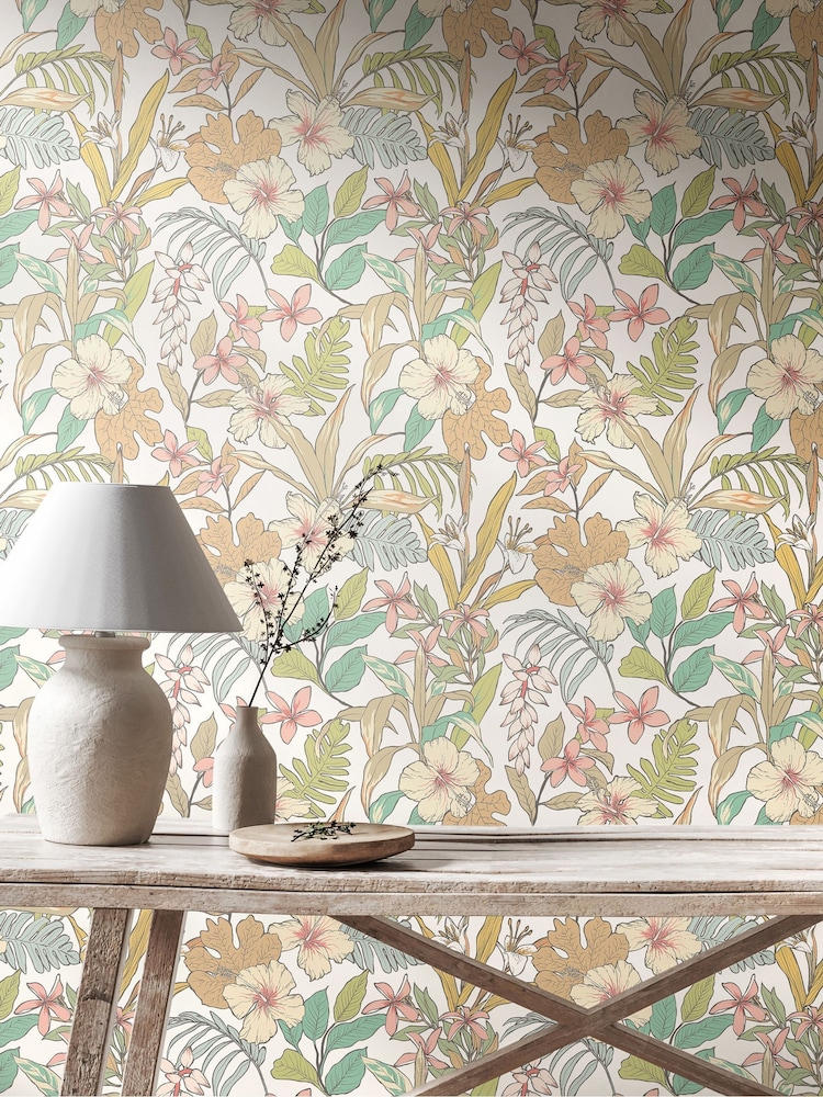 Hoopla Walls Chalk and Sand Oasis 10M Wallpaper - Image 1 of 2