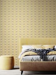 Hoopla Walls Grey and Yellow Sunray Diamond 10M Wallpaper - Image 1 of 2