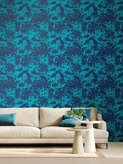 Hoopla Walls Ink and Teal Summer Silhouette 10M Wallpaper - Image 1 of 2