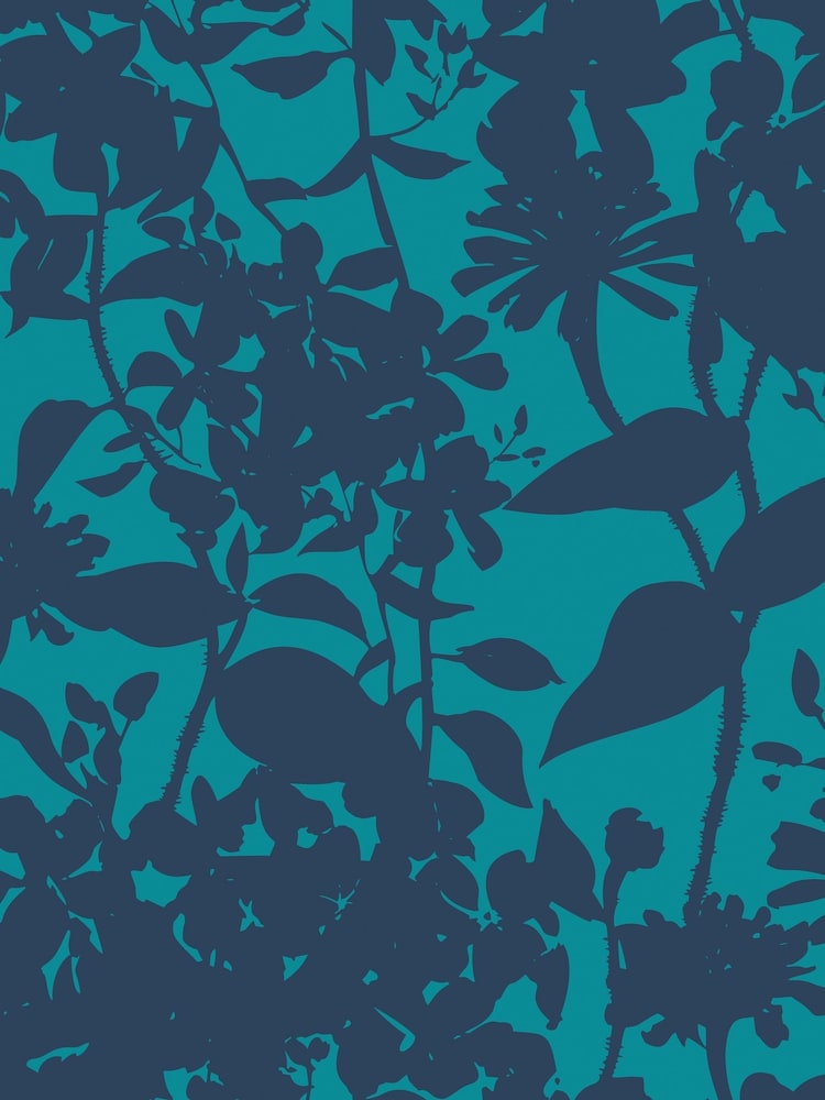 Hoopla Walls Ink and Teal Summer Silhouette 10M Wallpaper - Image 2 of 2