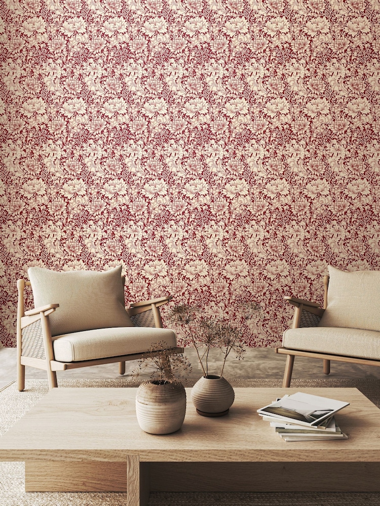 Hoopla Walls Ruby Red Chrysanthemum 10M Wallpaper - Image 1 of 2