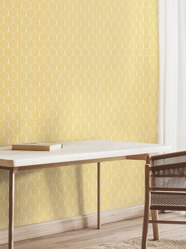 Hoopla Walls Yellow Retro Arch 10M Wallpaper - Image 1 of 2