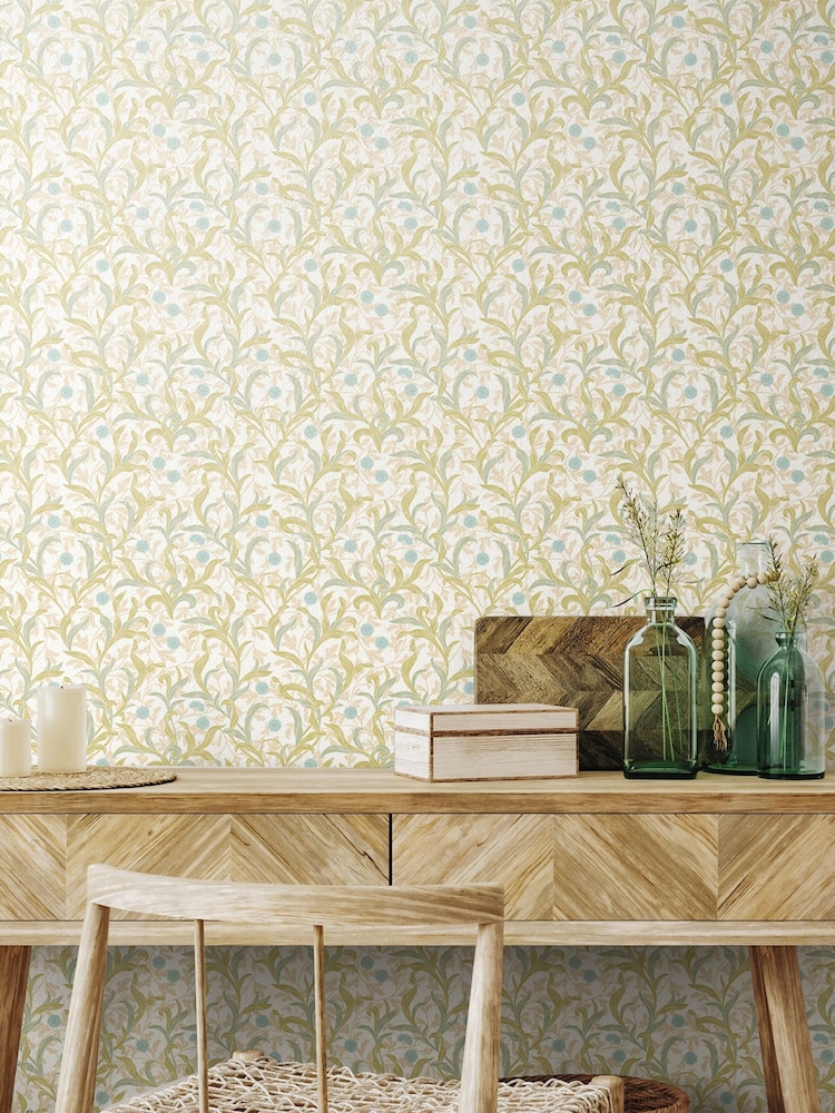 Hoopla Walls Sky and Apple Floral Trail 10M Wallpaper - Image 1 of 2 Hoopla Walls Sky and Apple Floral Trail 10M Wallpaper - Image 1 of 2