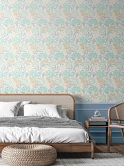 Hoopla Walls Duckegg Blue Chrysanthemum 10M Wallpaper - Image 1 of 2