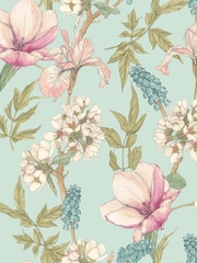 Hoopla Walls Duck Egg and Blush Orchid Bloom 10M Wallpaper - Image 2 of 2