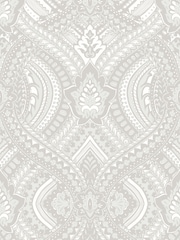 Hoopla Walls Grey Ogee Damask 10M Wallpaper - Image 2 of 2