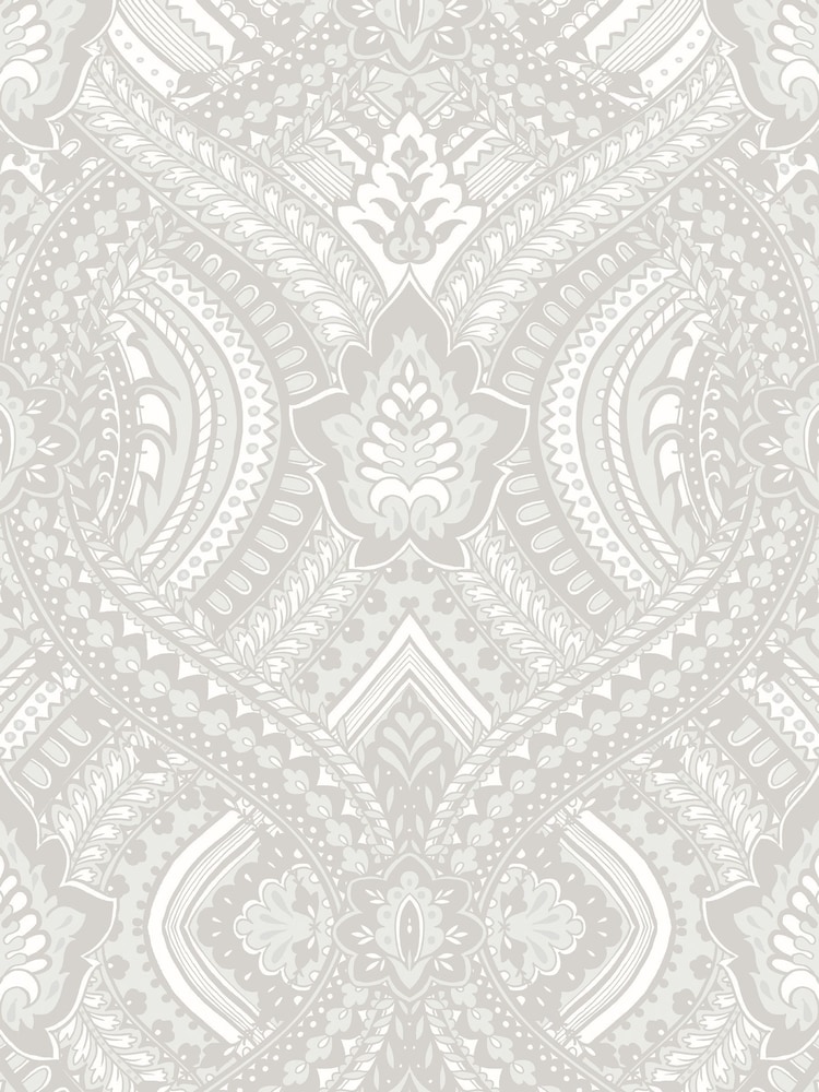 Hoopla Walls Grey Ogee Damask 10M Wallpaper - Image 2 of 2