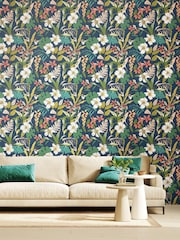 Hoopla Walls Navy Twist Oasis 10M Wallpaper - Image 1 of 2