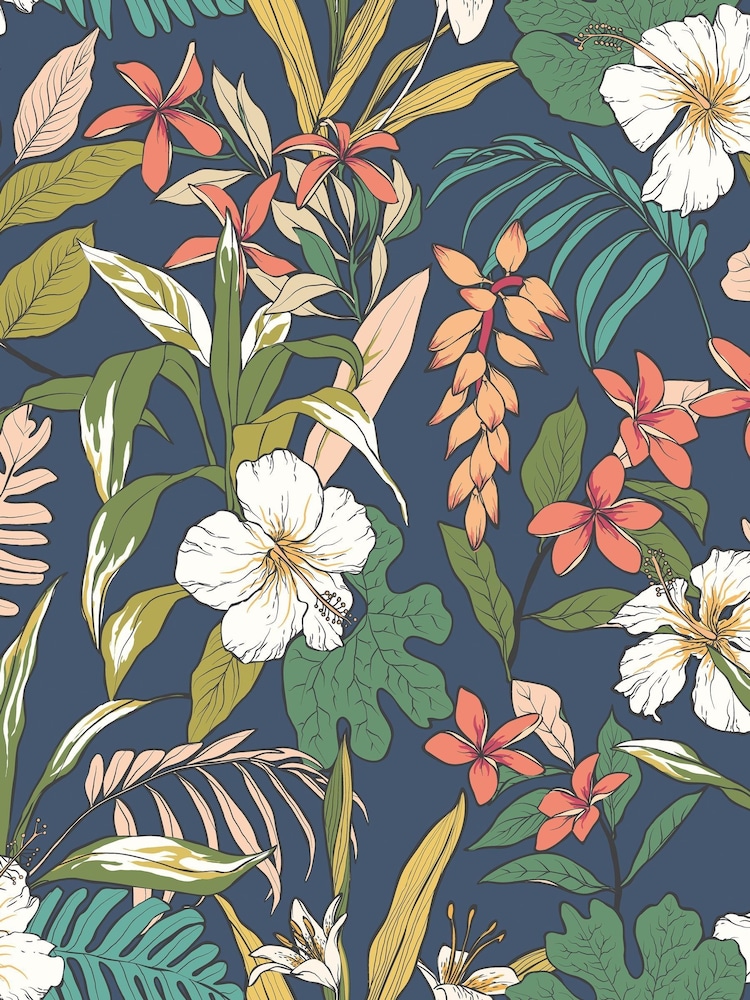 Hoopla Walls Navy Twist Oasis 10M Wallpaper - Image 2 of 2