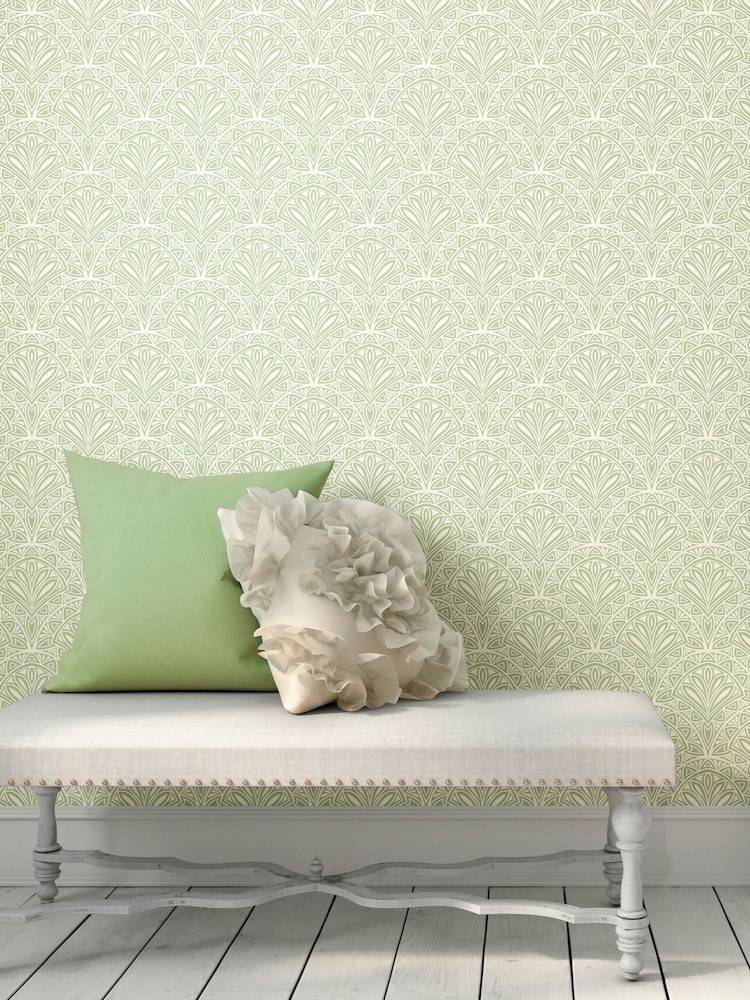 Hoopla Walls Green Ditsy Deco Fan 10M Wallpaper - Image 1 of 2
