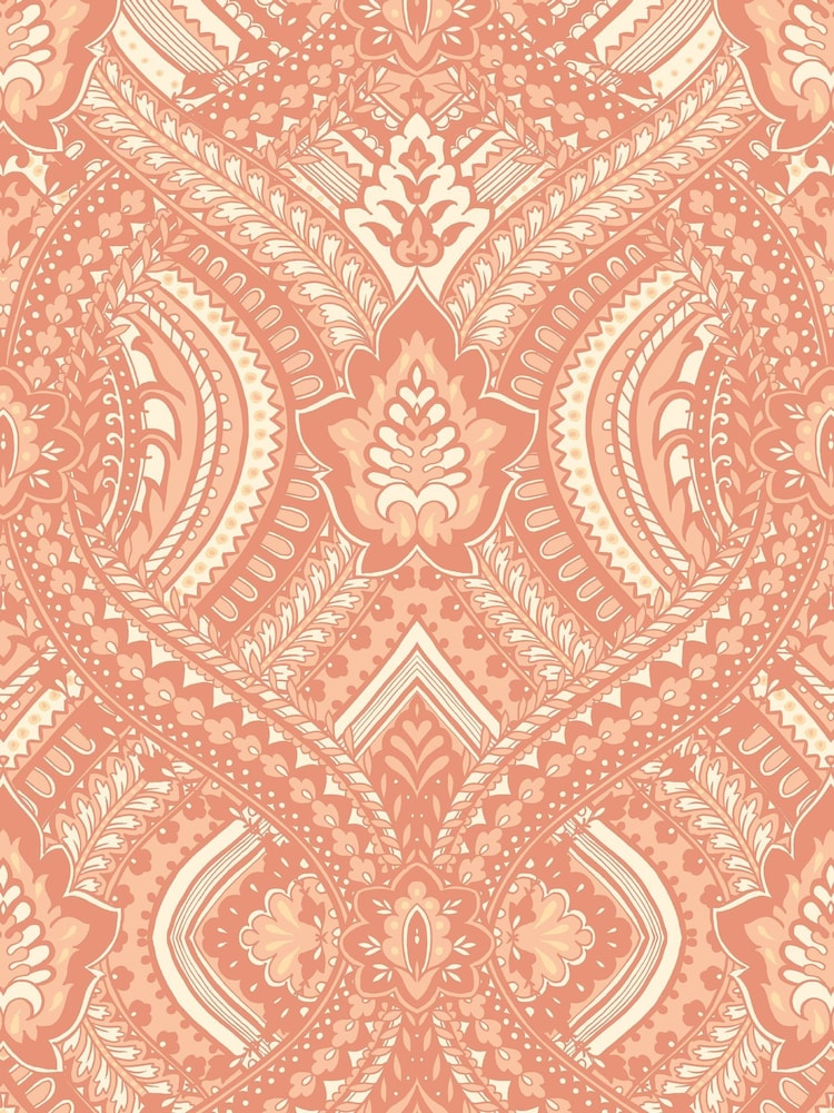 Hoopla Walls Orange Ogee Damask 10M Wallpaper - Image 2 of 2