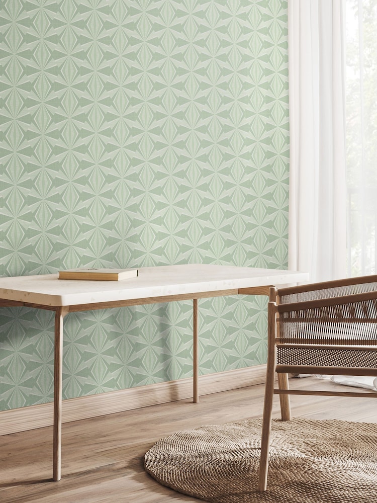Hoopla Walls Mint Green Sunray Diamond 10M Wallpaper - Image 1 of 2 Hoopla Walls Mint Green Sunray Diamond 10M Wallpaper - Image 1 of 2