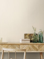 Hoopla Walls Taupe Chalk Stripe 10M Wallpaper - Image 1 of 2