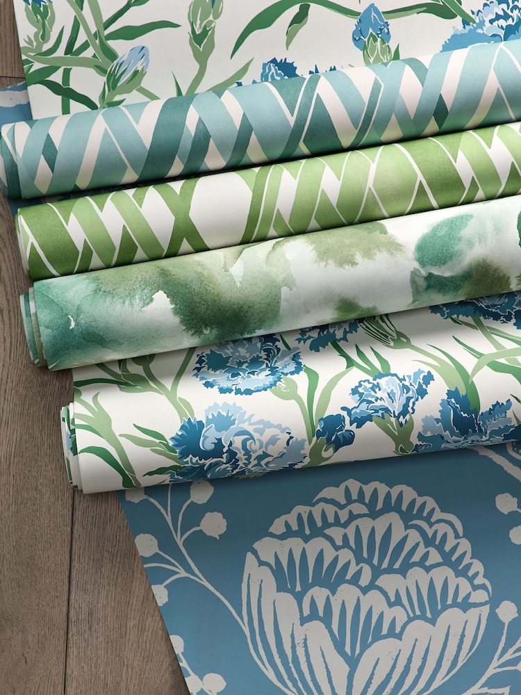 Harlequin Clover/Kelly/Aqua Flores Idyllic 10M Wallpaper - Image 2 of 3