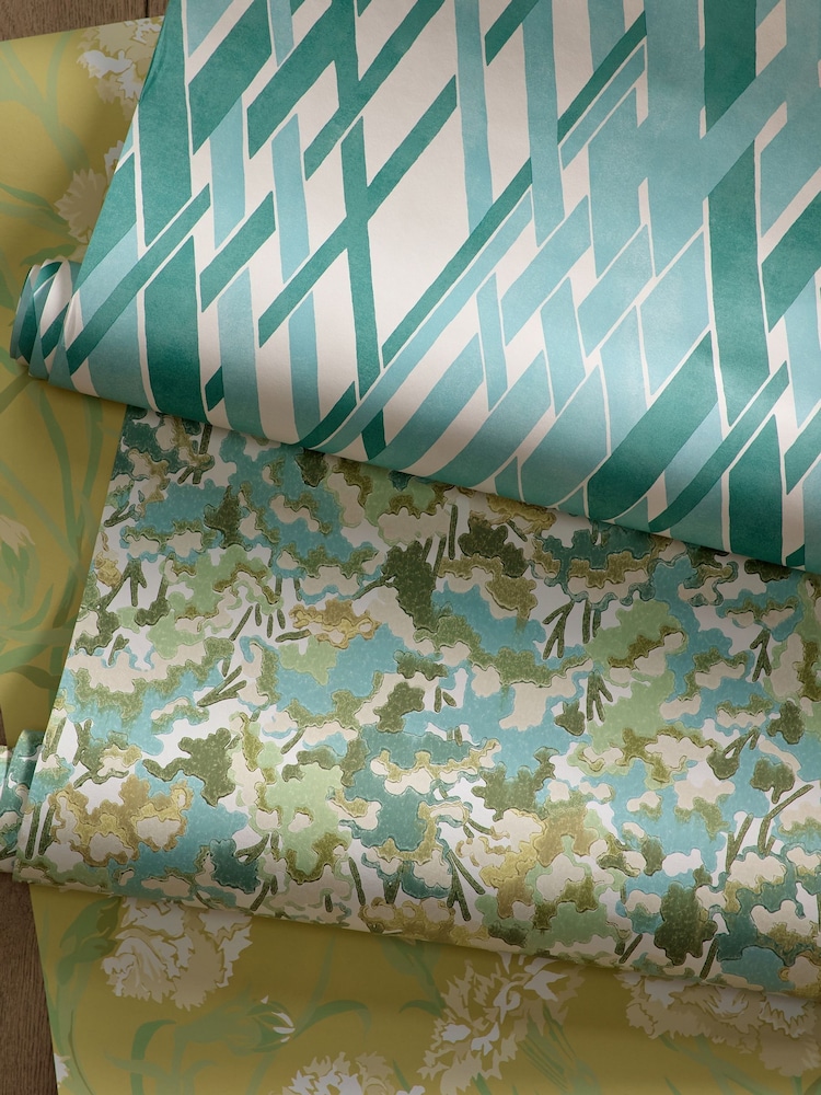 Harlequin Chalk or Clover or Honey Fleur de Joie Idyllic 10M Wallpaper - Image 2 of 2