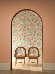 Harlequin Paprika or Aqua or Soft Focus Fleur de Joie Idyllic 10M Wallpaper - Image 1 of 3