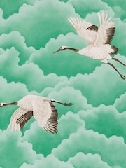 Harlequin Emerald Cranes in Flight Idyllic 10M Wallpaper - Image 1 of 1