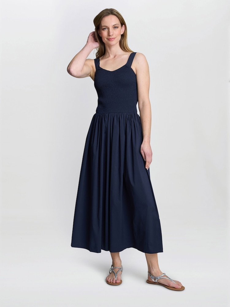Gina Bacconi Blue Bonita Sheered Bodice Dress - Image 1 of 7