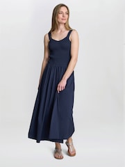 Gina Bacconi Blue Bonita Sheered Bodice Dress - Image 3 of 7