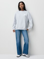 HUGO Grey Oversized Graphic Print Crew Neck Sweatshirt - Image 3 of 8