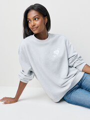 HUGO Grey Oversized Graphic Print Crew Neck Sweatshirt - Image 4 of 8