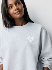 HUGO Grey Oversized Graphic Print Crew Neck Sweatshirt - Image 5 of 8