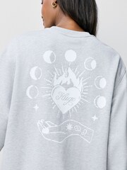 HUGO Grey Oversized Graphic Print Crew Neck Sweatshirt - Image 6 of 8