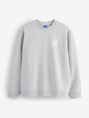HUGO Grey Oversized Graphic Print Crew Neck Sweatshirt - Image 7 of 8
