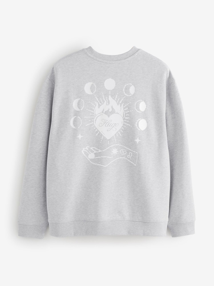 HUGO Grey Oversized Graphic Print Crew Neck Sweatshirt - Image 8 of 8
