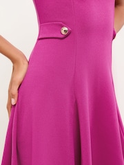Lipsy Magenta Pink Button Side Mini Skater Dress - Image 2 of 4