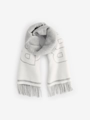 BOSS Grey Vianna Icon Logo Knit Scarf - Image 1 of 1