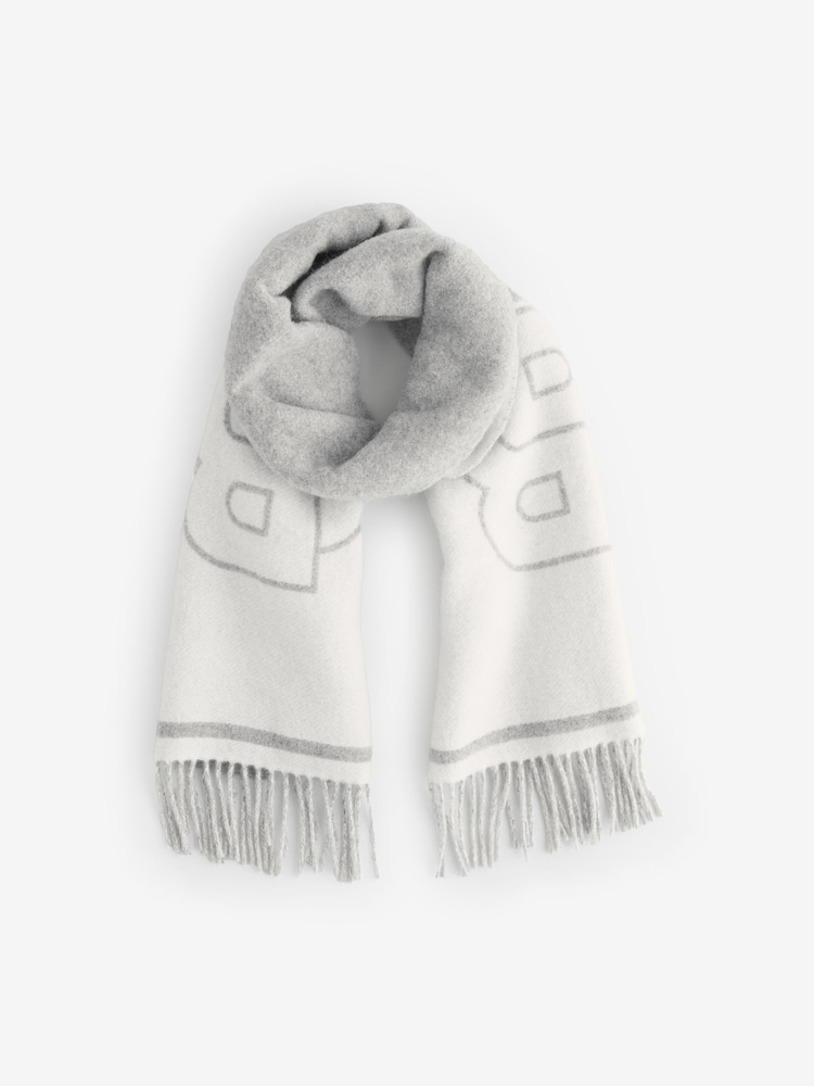 BOSS Grey Vianna Icon Logo Knit Scarf - Image 1 of 1