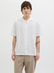 JACK & JONES White Short Sleeve Striped Resort Shirt - Image 1 of 5