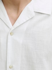 JACK & JONES White Short Sleeve Striped Resort Shirt - Image 4 of 5