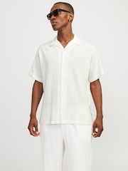 JACK & JONES White Short Sleeve Crinkle Resort Shirt - Image 1 of 4