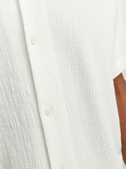 JACK & JONES White Short Sleeve Crinkle Resort Shirt - Image 4 of 4