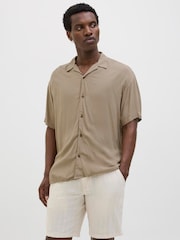 JACK & JONES Natural Short Sleeve Resort Shirt - Image 1 of 5