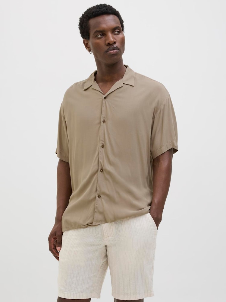 JACK & JONES Natural Short Sleeve Resort Shirt - Image 1 of 5