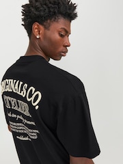 Schwarz - JACK & JONES Back Print 100% Cotton T-Shirt - Bild 1 von 5