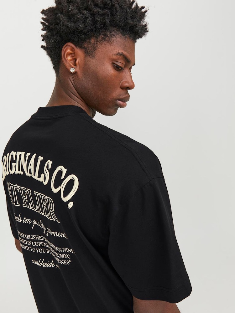 Schwarz - JACK & JONES Back Print 100% Cotton T-Shirt - Bild 1 von 5