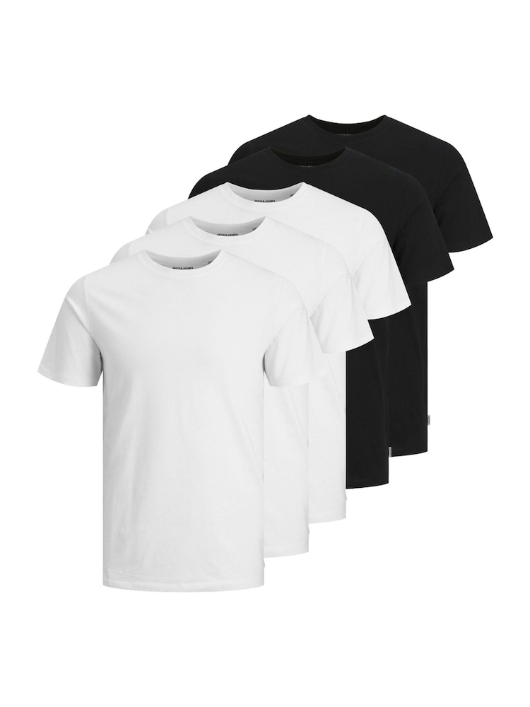 JACK & JONES Black Organic Mixed 100% Organic Cotton T-Shirts 5 Pack - Image 1 of 7