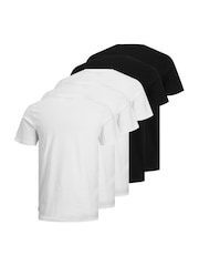 JACK & JONES Black Organic Mixed 100% Organic Cotton T-Shirts 5 Pack - Image 7 of 7
