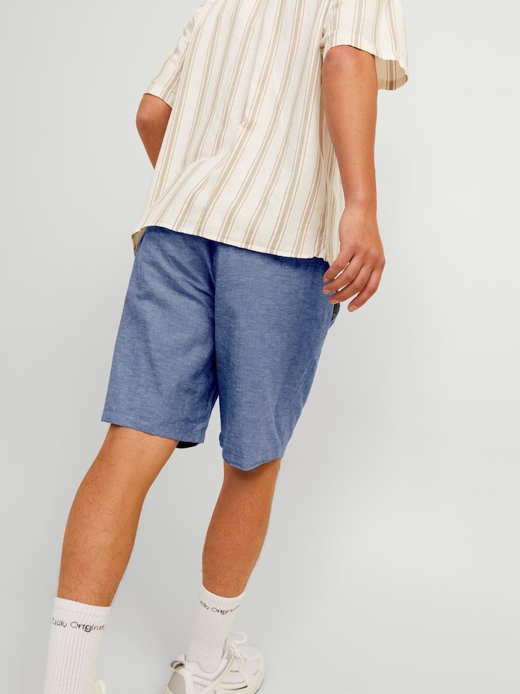 JACK & JONES Blue Navy Relaxed Fit Linen  shorts - Image 5 of 5