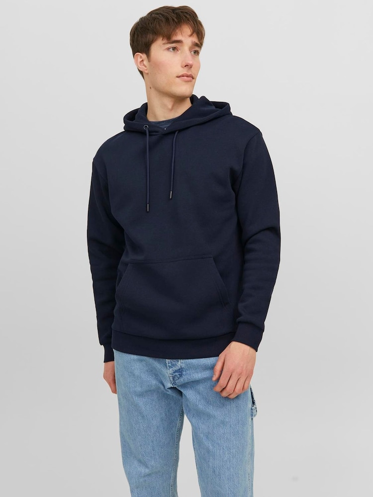 JACK & JONES Blue Relaxed Fit Plain Hoodie - Image 1 of 5