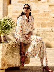 Simply Be Natural Conversational Print Linen Shirt - Image 1 of 6