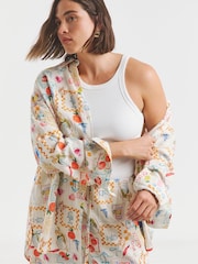 Simply Be Natural Conversational Print Linen Shirt - Image 3 of 6