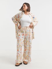 Simply Be Natural Conversational Print Linen Shirt - Image 4 of 6